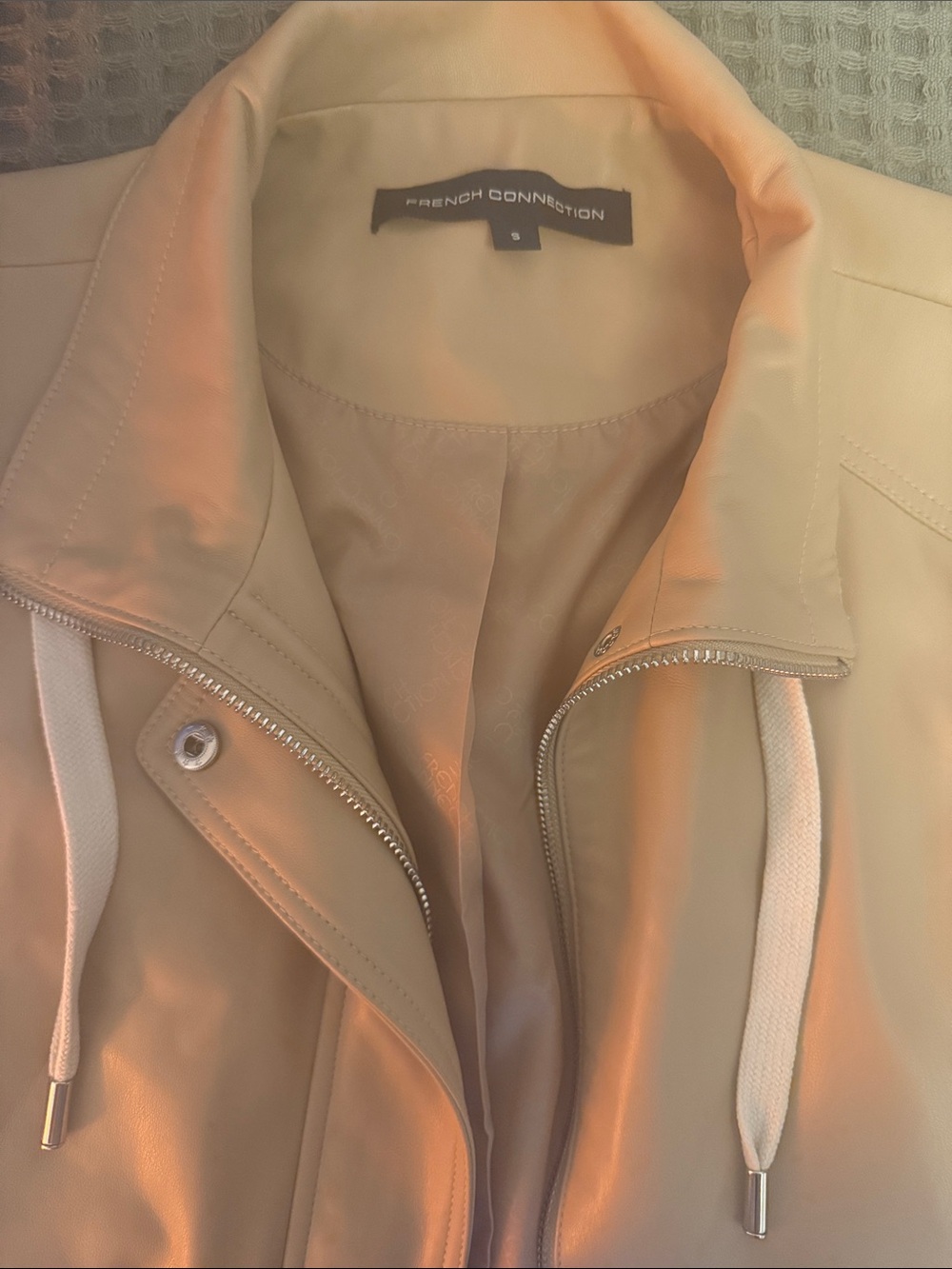French Connection Tan Bomber Jacket with Zip Pockets - Small - Picture 5 of 5
